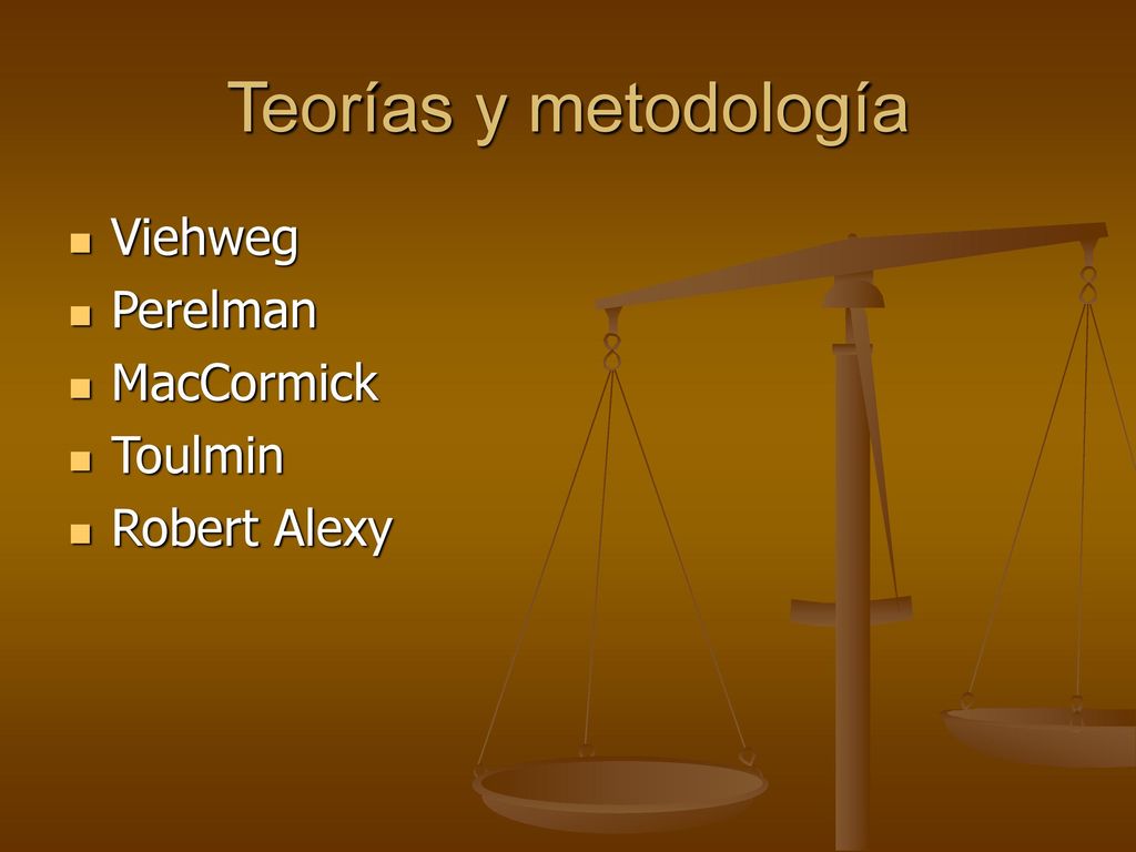 Teorías y metodología Viehweg Perelman MacCormick Toulmin Robert Alexy