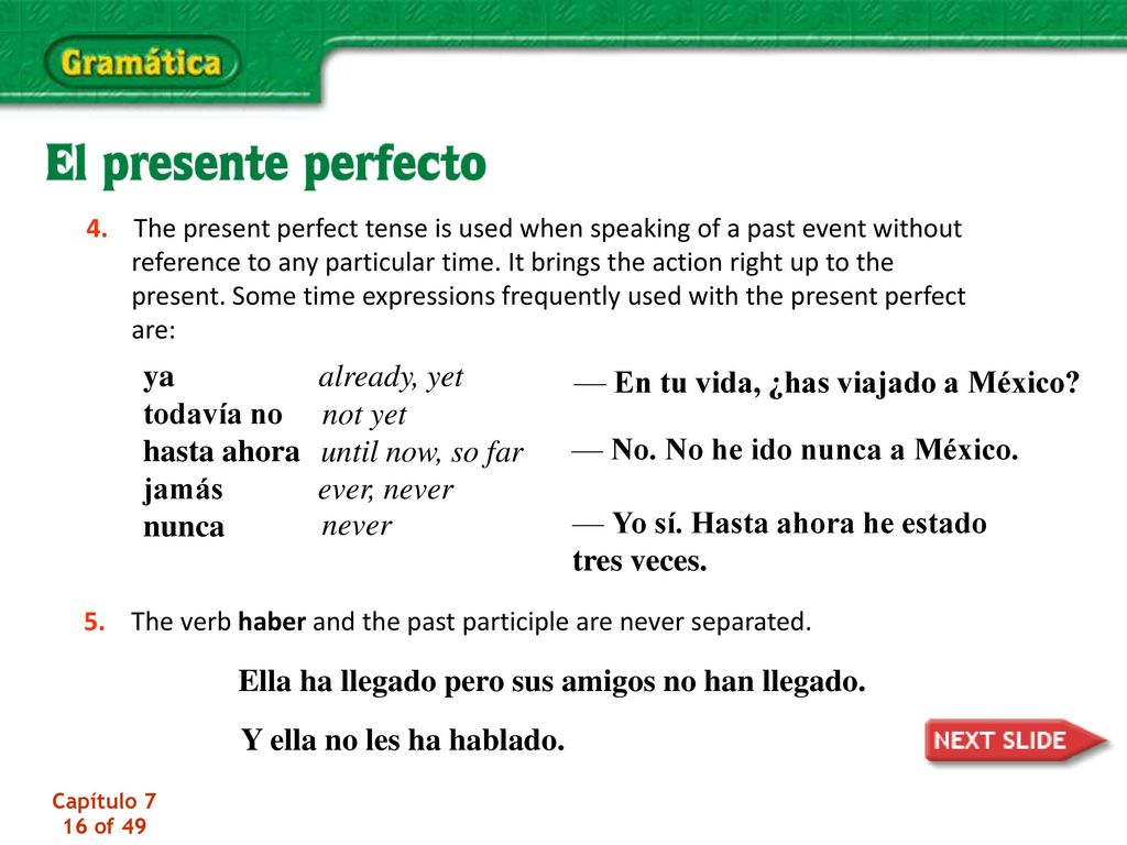 ya todavía no hasta ahora jamás nunca already, yet