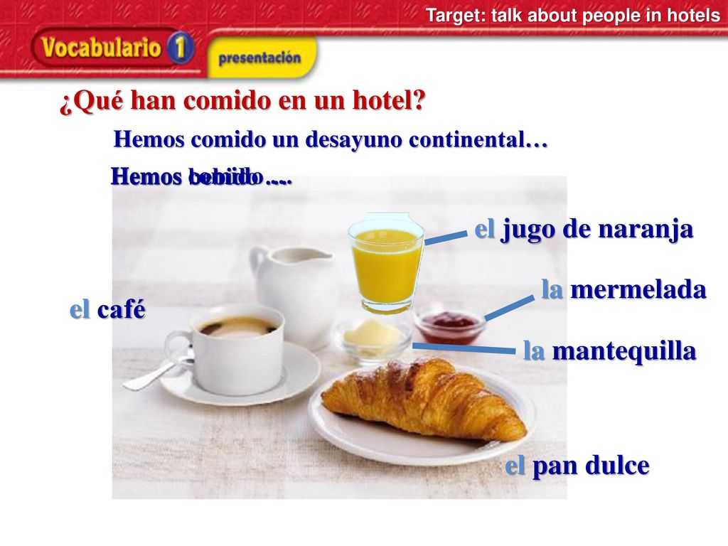 ¿Qué han comido en un hotel Hemos comido un desayuno continental…