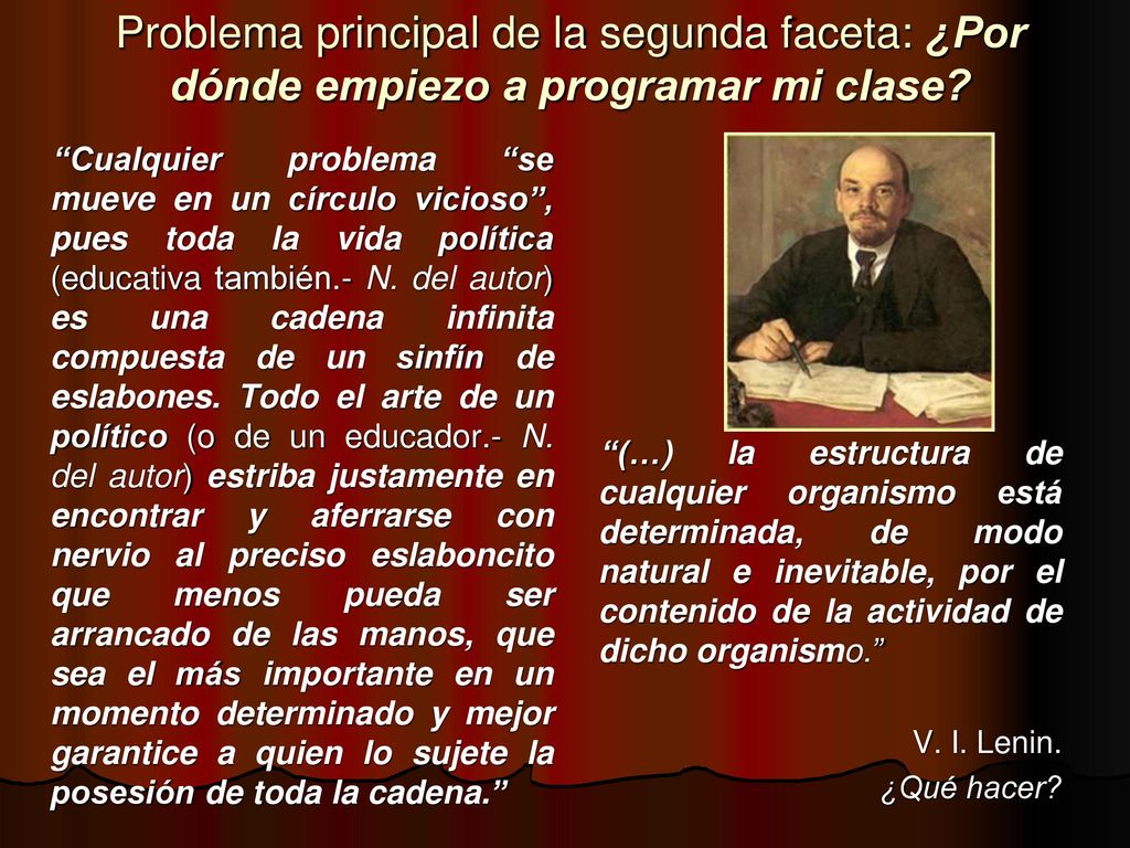 Problema principal de la segunda faceta: ¿Por dónde empiezo a programar mi clase