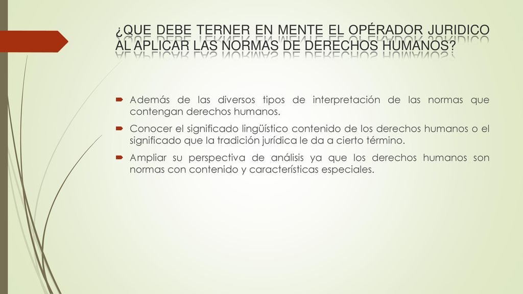 ¿QUE DEBE TERNER EN MENTE EL OPÉRADOR JURIDICO AL APLICAR LAS NORMAS DE DERECHOS HUMANOS