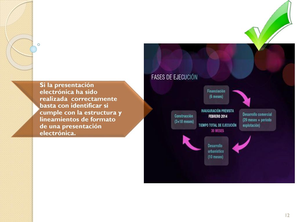 Si la presentación electrónica ha sido realizada correctamente basta con identificar si cumple con la estructura y lineamientos de formato de una presentación electrónica.