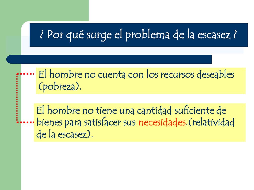 ¿ Por qué surge el problema de la escasez