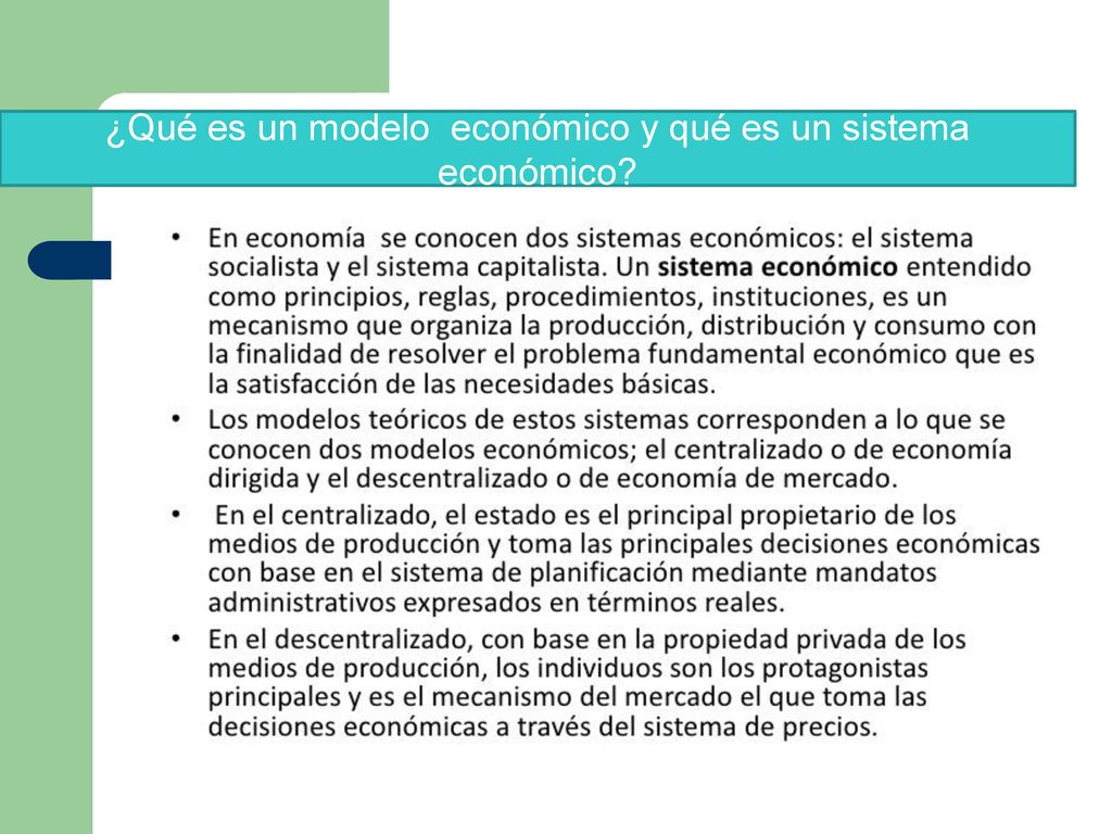 ¿Qué es un modelo económico y qué es un sistema económico