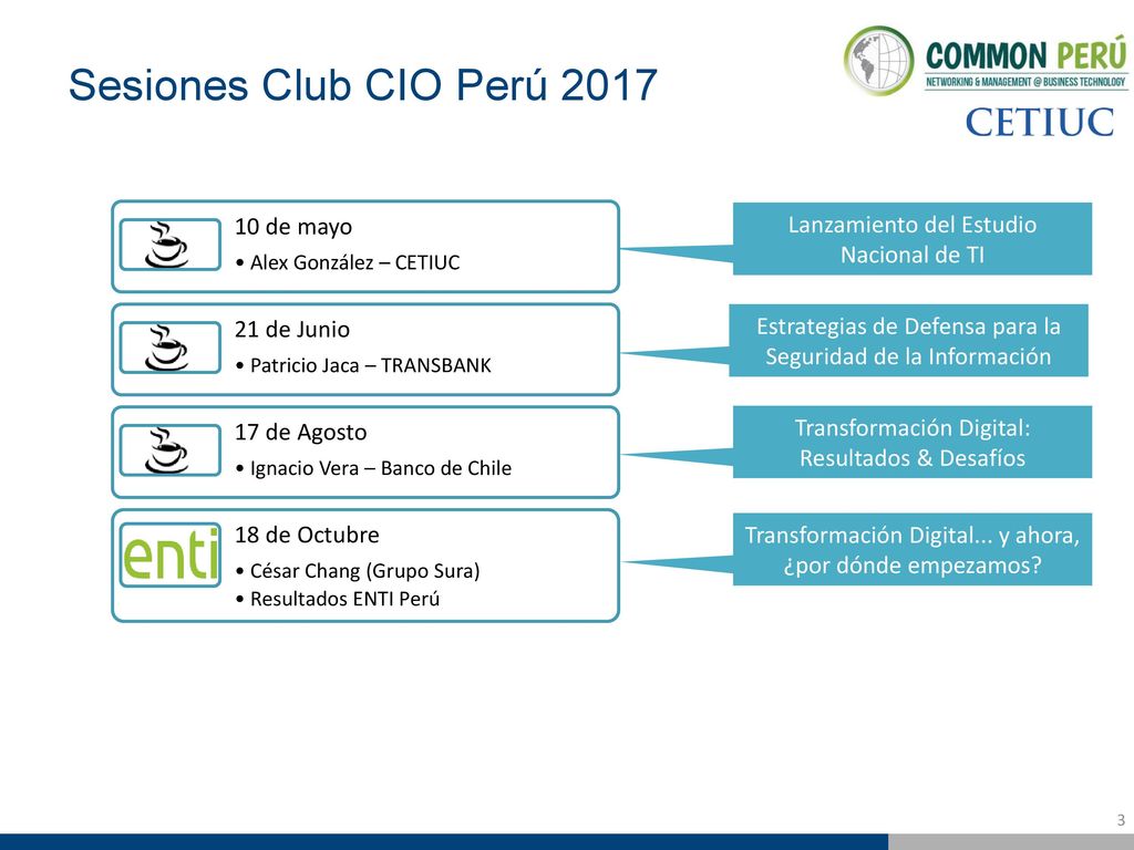 Sesiones Club CIO Perú 2017 Lanzamiento del Estudio Nacional de TI