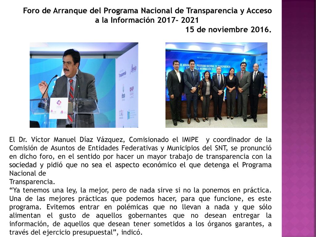 Foro de Arranque del Programa Nacional de Transparencia y Acceso a la Información