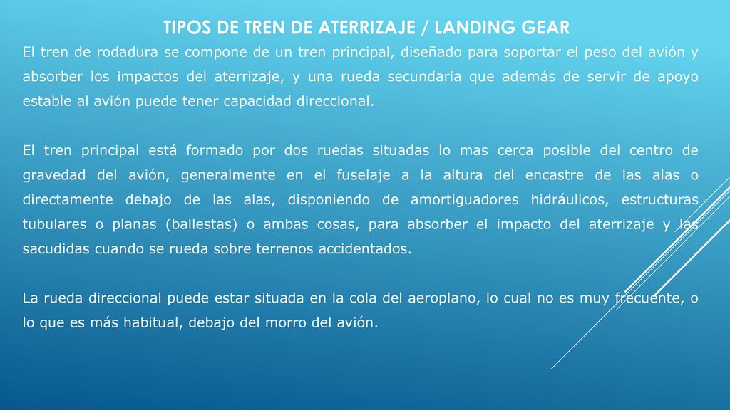 TIPOS DE TREN DE ATERRIZAJE / LANDING GEAR