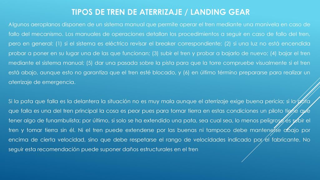 TIPOS DE TREN DE ATERRIZAJE / LANDING GEAR