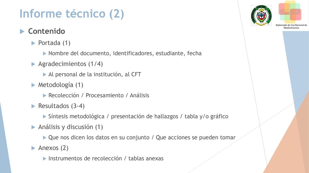Informe técnico (2) Contenido Portada (1) Agradecimientos (1/4)