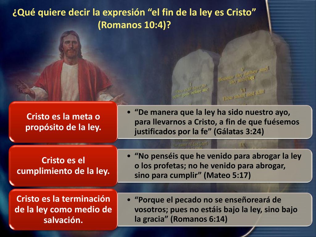 ¿Qué quiere decir la expresión el fin de la ley es Cristo (Romanos 10:4)