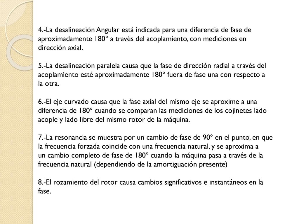 4.-La desalineación Angular está indicada para una diferencia de fase de