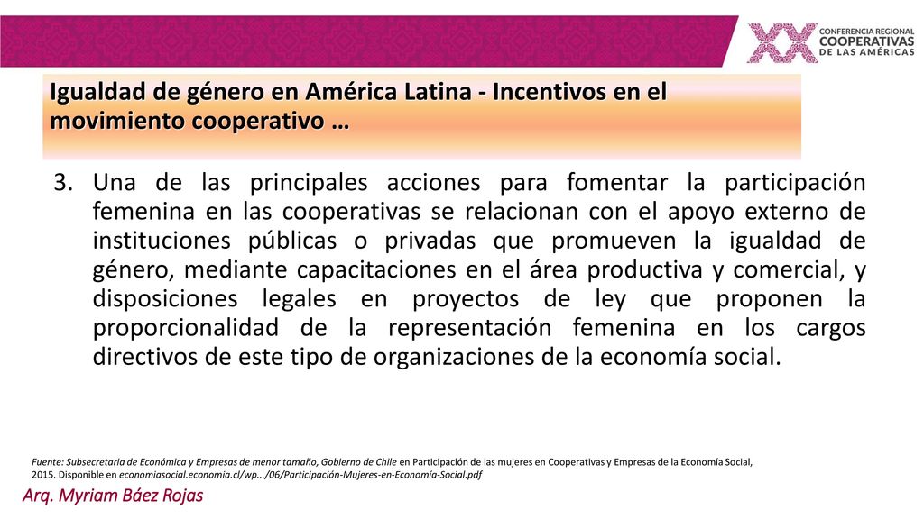 Igualdad de género en América Latina - Incentivos en el movimiento cooperativo …