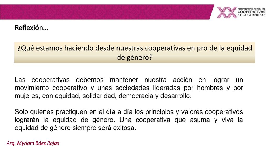 Reflexión… ¿Qué estamos haciendo desde nuestras cooperativas en pro de la equidad de género