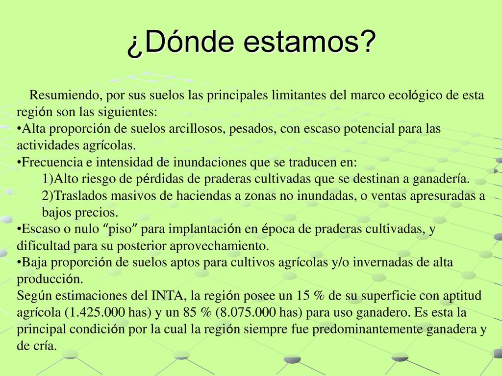 ¿Dónde estamos Resumiendo, por sus suelos las principales limitantes del marco ecológico de esta región son las siguientes: