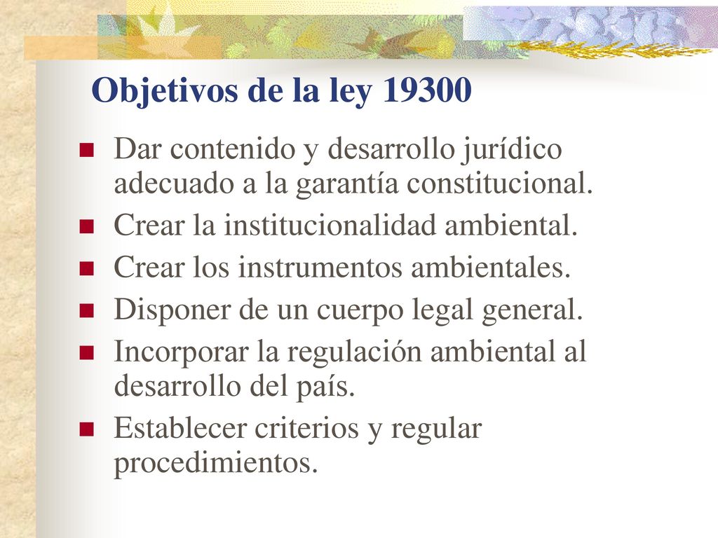 Objetivos de la ley Dar contenido y desarrollo jurídico adecuado a la garantía constitucional.