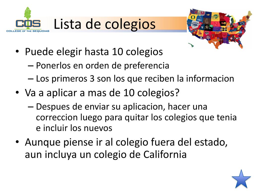 Lista de colegios Puede elegir hasta 10 colegios