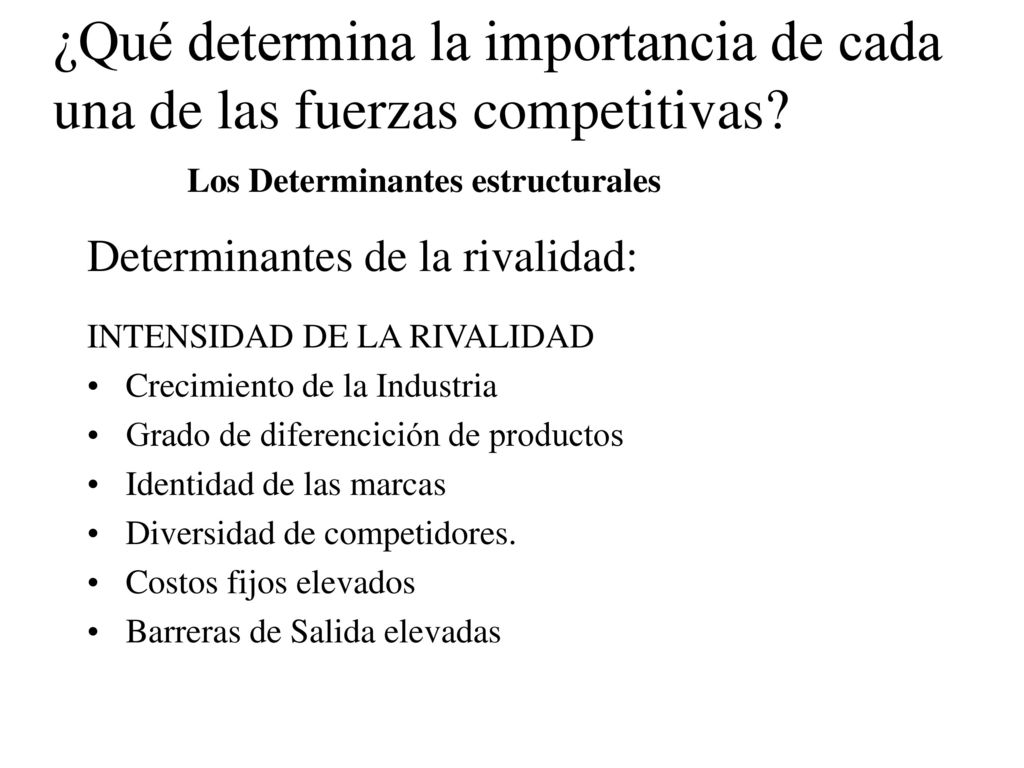 ¿Qué determina la importancia de cada una de las fuerzas competitivas