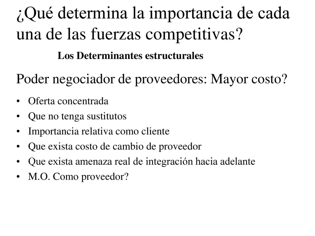 ¿Qué determina la importancia de cada una de las fuerzas competitivas