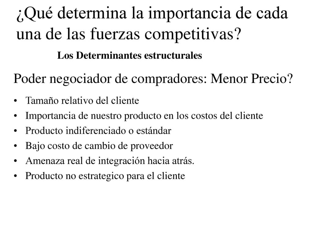 ¿Qué determina la importancia de cada una de las fuerzas competitivas