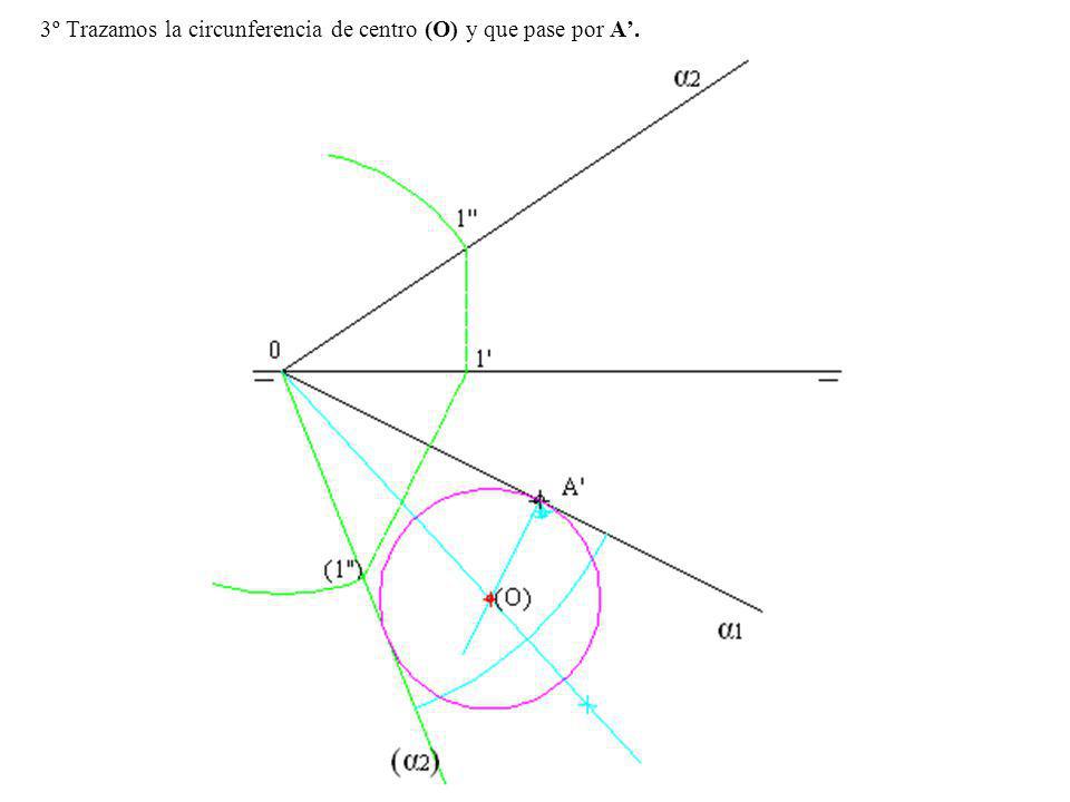 3º Trazamos la circunferencia de centro (O) y que pase por A’.
