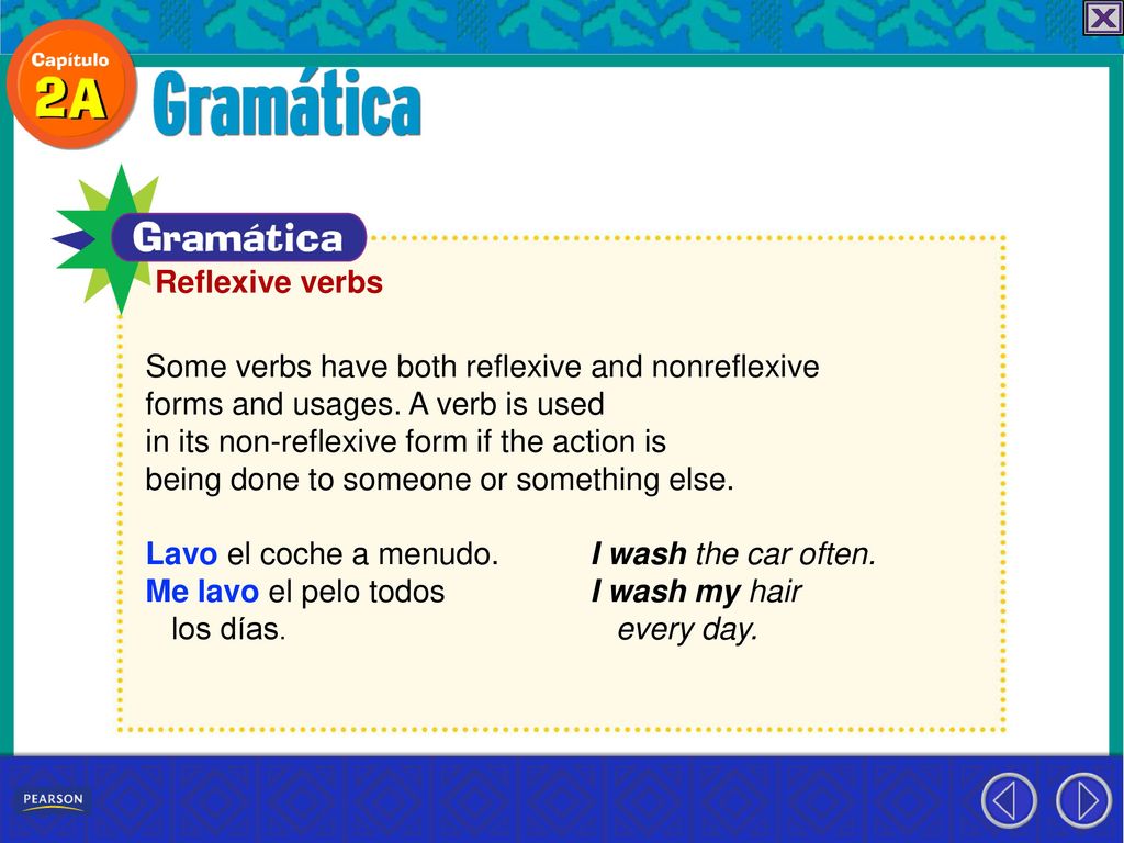Reflexive verbs Some verbs have both reflexive and nonreflexive. forms and usages. A verb is used.