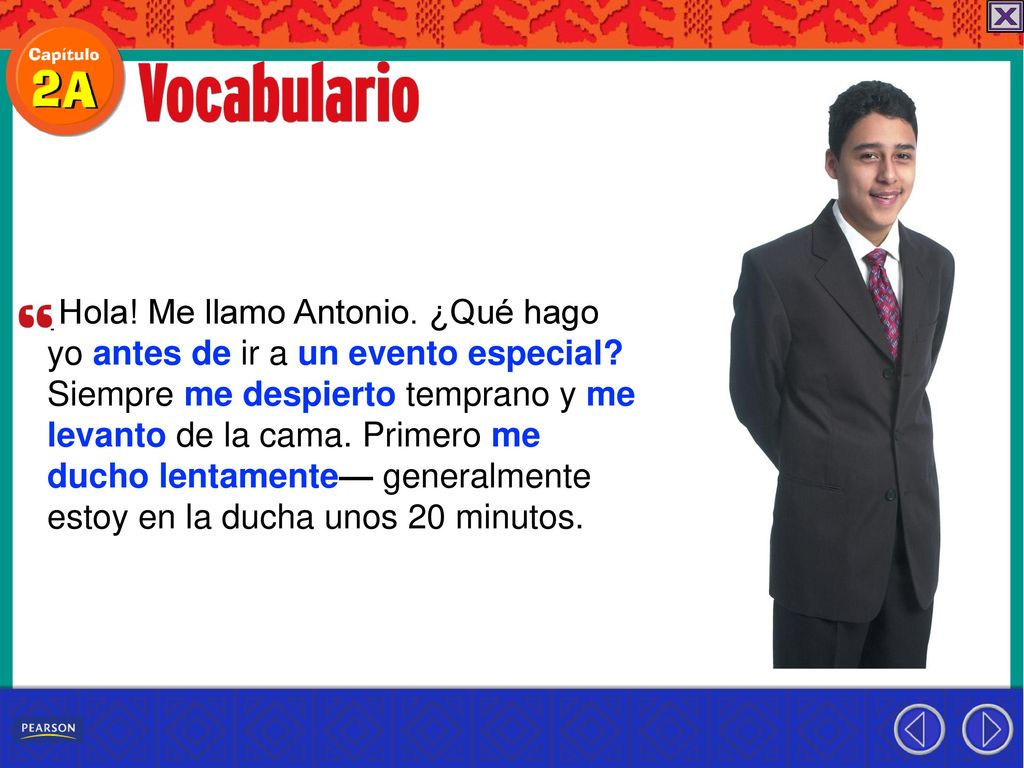 ¡Hola. Me llamo Antonio. ¿Qué hago yo antes de ir a un evento especial