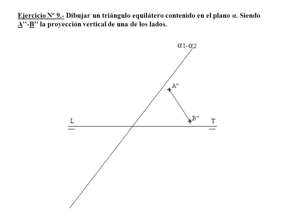 Ejercicio Nº 9.- Dibujar un triángulo equilátero contenido en el plano α.