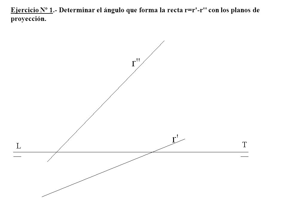 Ejercicio Nº 1.- Determinar el ángulo que forma la recta r=r -r con los planos de proyección.