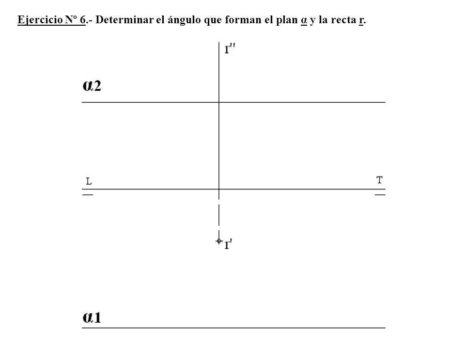 Ejercicio Nº 6.- Determinar el ángulo que forman el plan α y la recta r.
