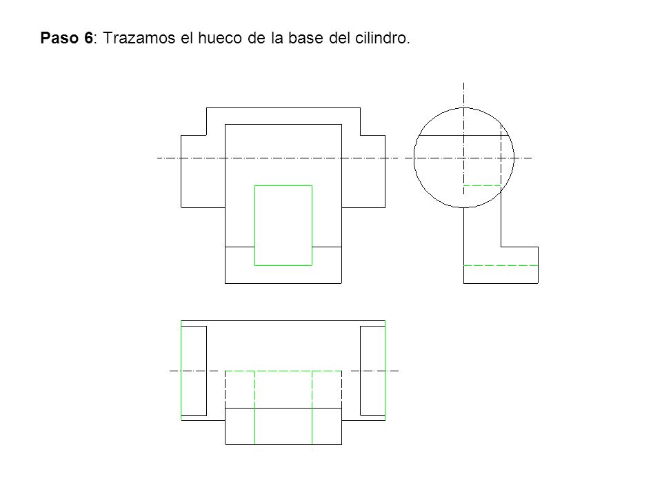 Paso 6: Trazamos el hueco de la base del cilindro.