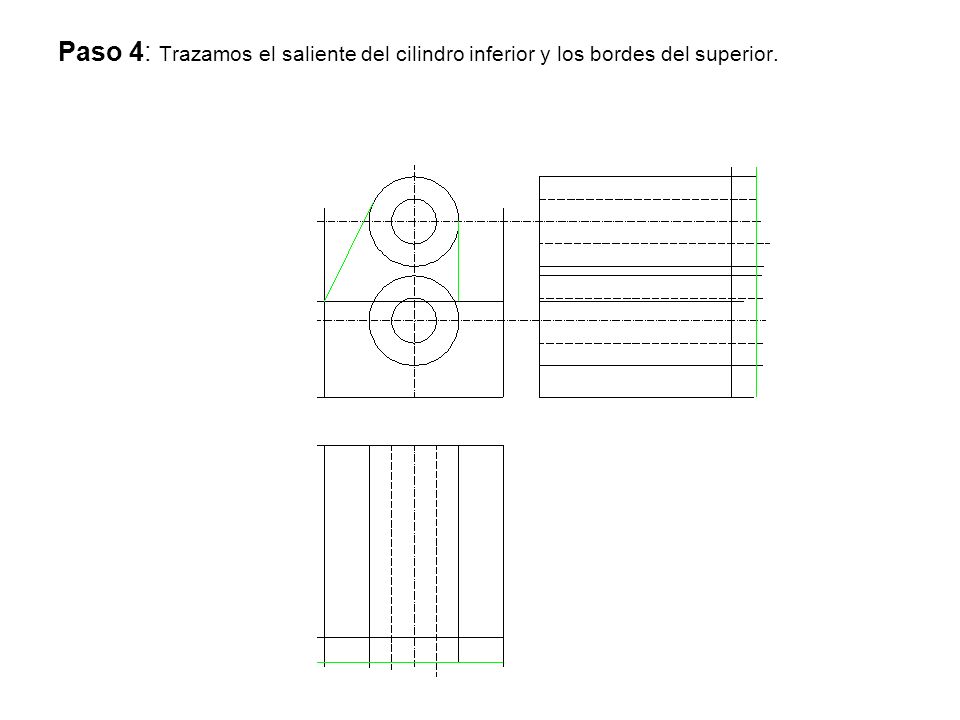 Paso 4: Trazamos el saliente del cilindro inferior y los bordes del superior.