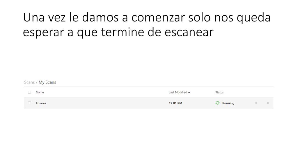 Una vez le damos a comenzar solo nos queda esperar a que termine de escanear