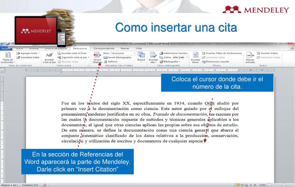 Coloca el cursor donde debe ir el número de la cita.