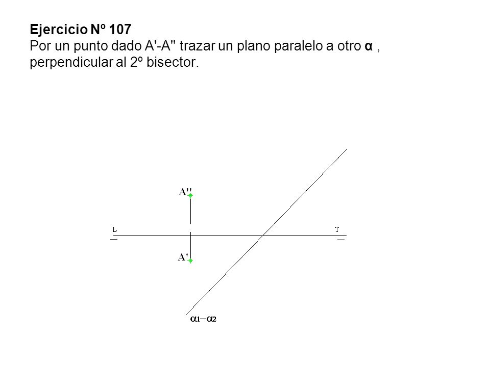 Ejercicio Nº 107 Por un punto dado A -A trazar un plano paralelo a otro α , perpendicular al 2º bisector.