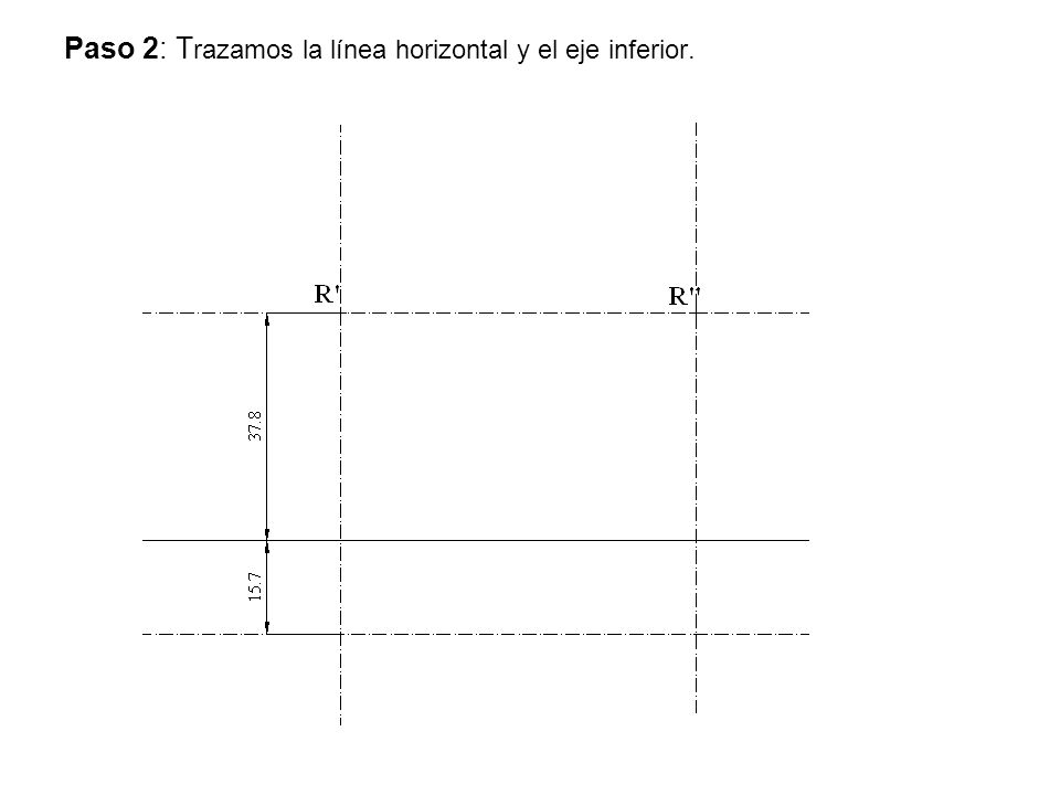 Paso 2: Trazamos la línea horizontal y el eje inferior.