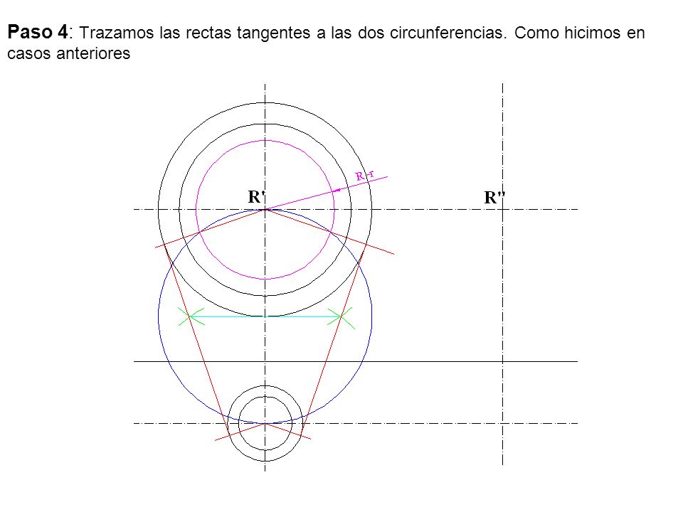 Paso 4: Trazamos las rectas tangentes a las dos circunferencias