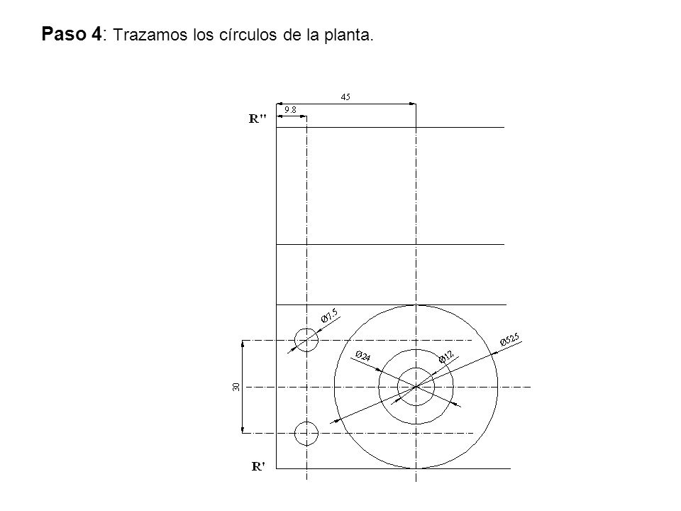 Paso 4: Trazamos los círculos de la planta.