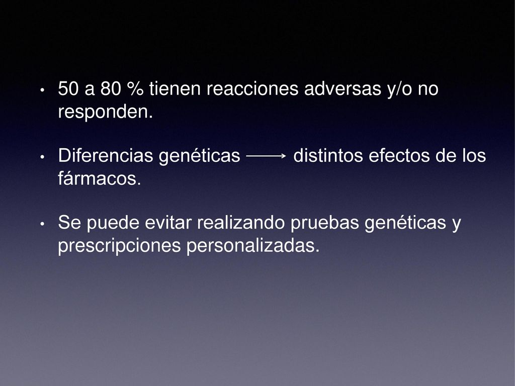 50 a 80 % tienen reacciones adversas y/o no responden.