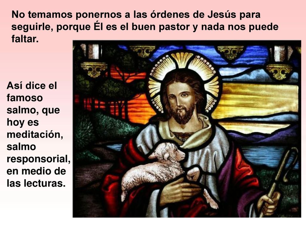 No temamos ponernos a las órdenes de Jesús para seguirle, porque Él es el buen pastor y nada nos puede faltar.