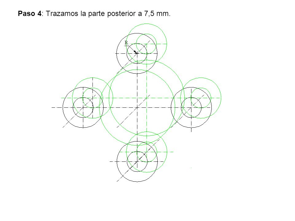 Paso 4: Trazamos la parte posterior a 7,5 mm.