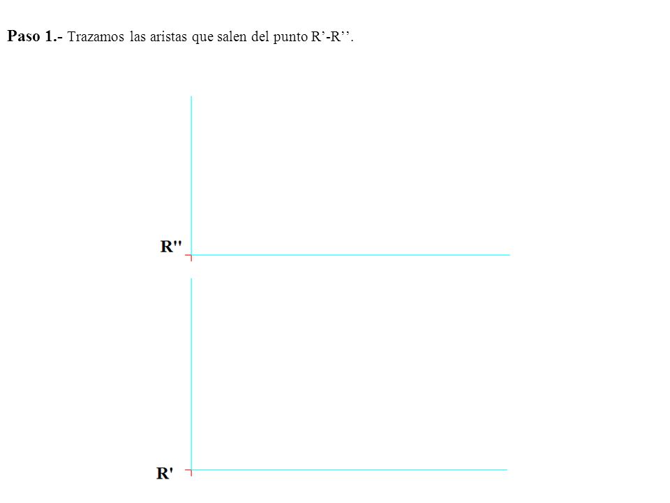 Paso 1.- Trazamos las aristas que salen del punto R’-R’’.