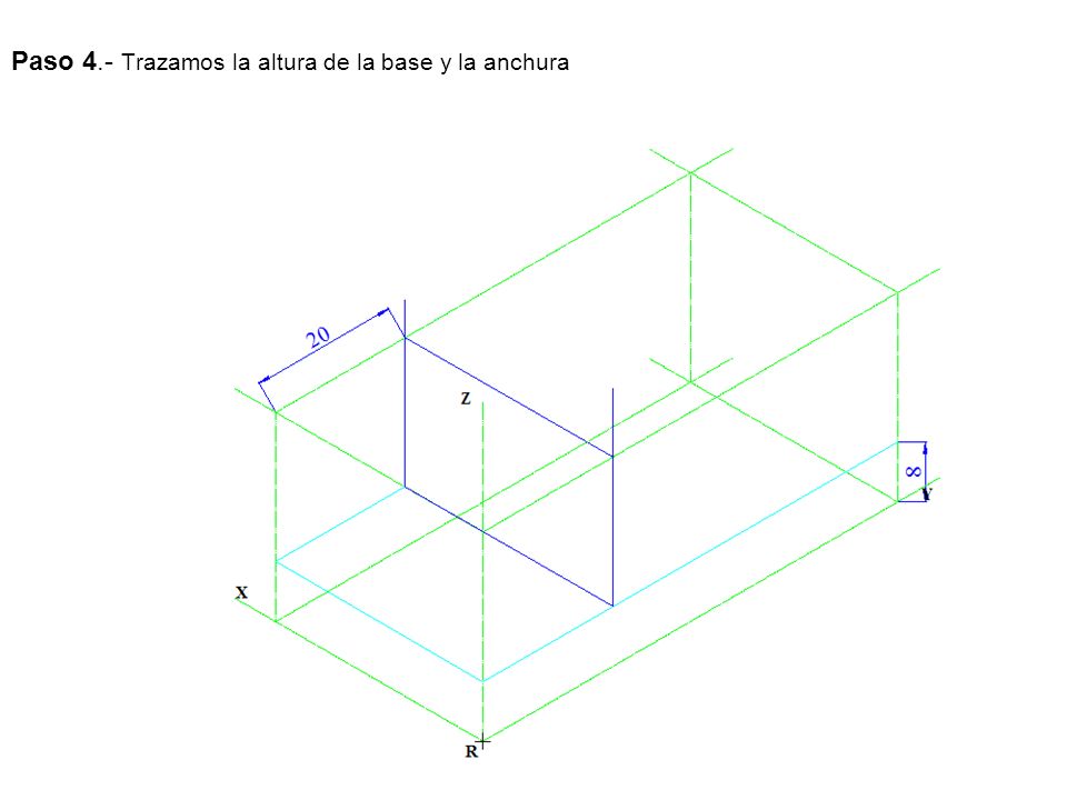 Paso 4.- Trazamos la altura de la base y la anchura