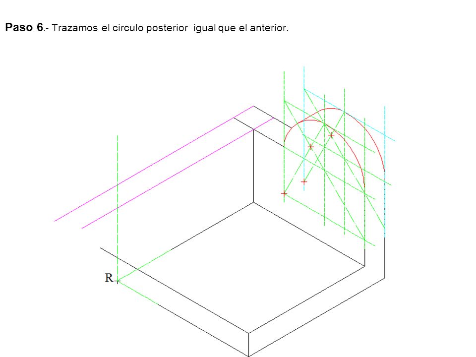 Paso 6.- Trazamos el circulo posterior igual que el anterior.