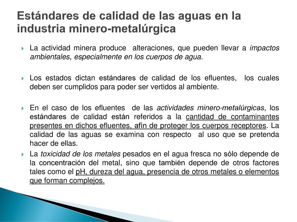 Estándares de calidad de las aguas en la industria minero-metalúrgica