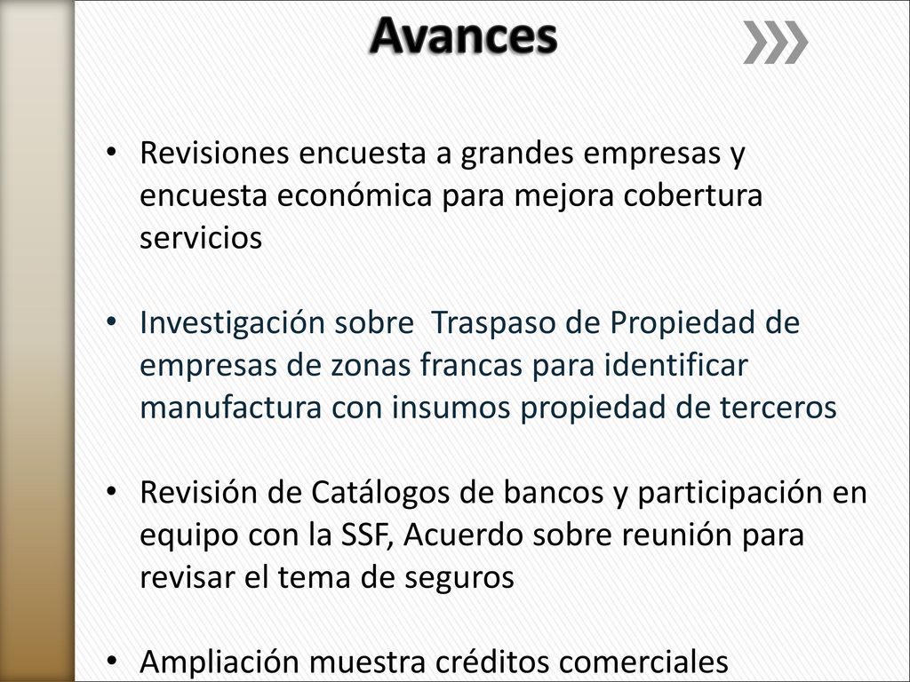 Avances Revisiones encuesta a grandes empresas y encuesta económica para mejora cobertura servicios.