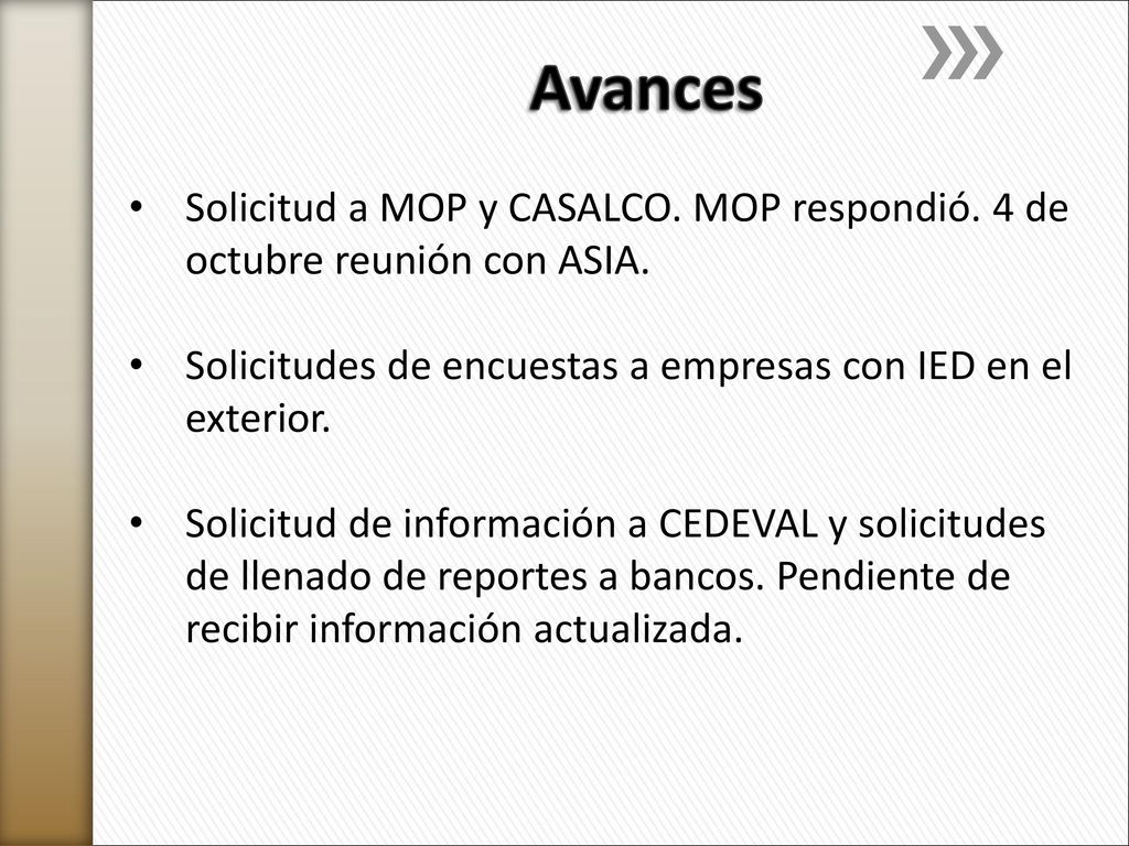 Solicitud a MOP y CASALCO. MOP respondió. 4 de octubre reunión con ASIA.