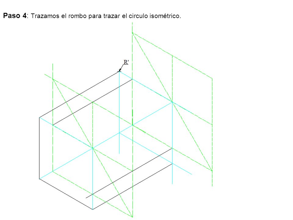 Paso 4: Trazamos el rombo para trazar el circulo isométrico.