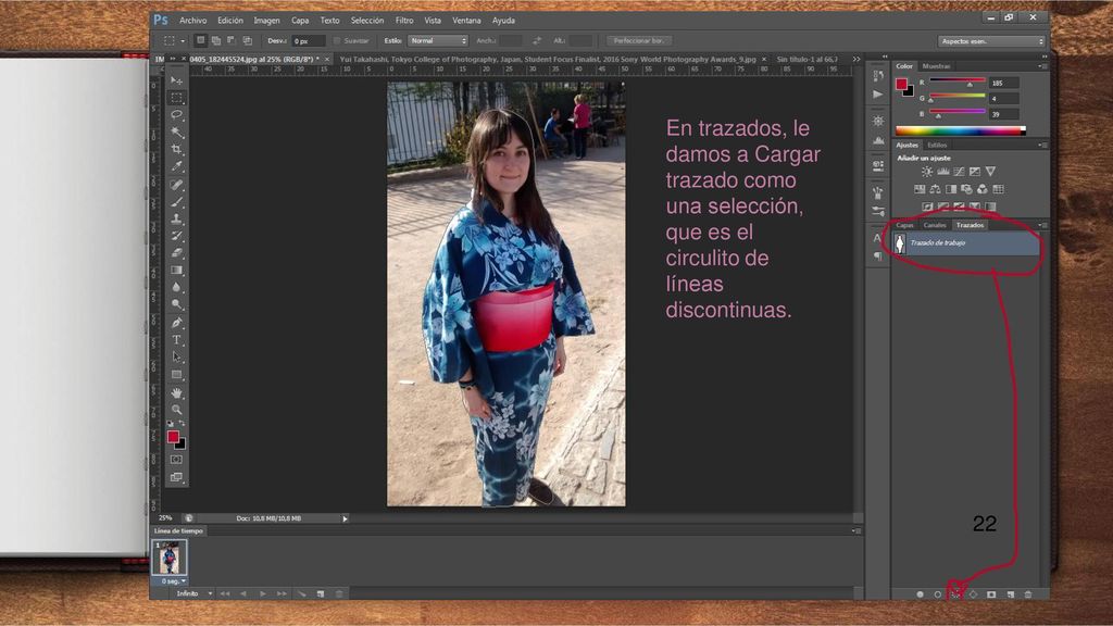 En trazados, le damos a Cargar trazado como una selección, que es el circulito de líneas discontinuas.