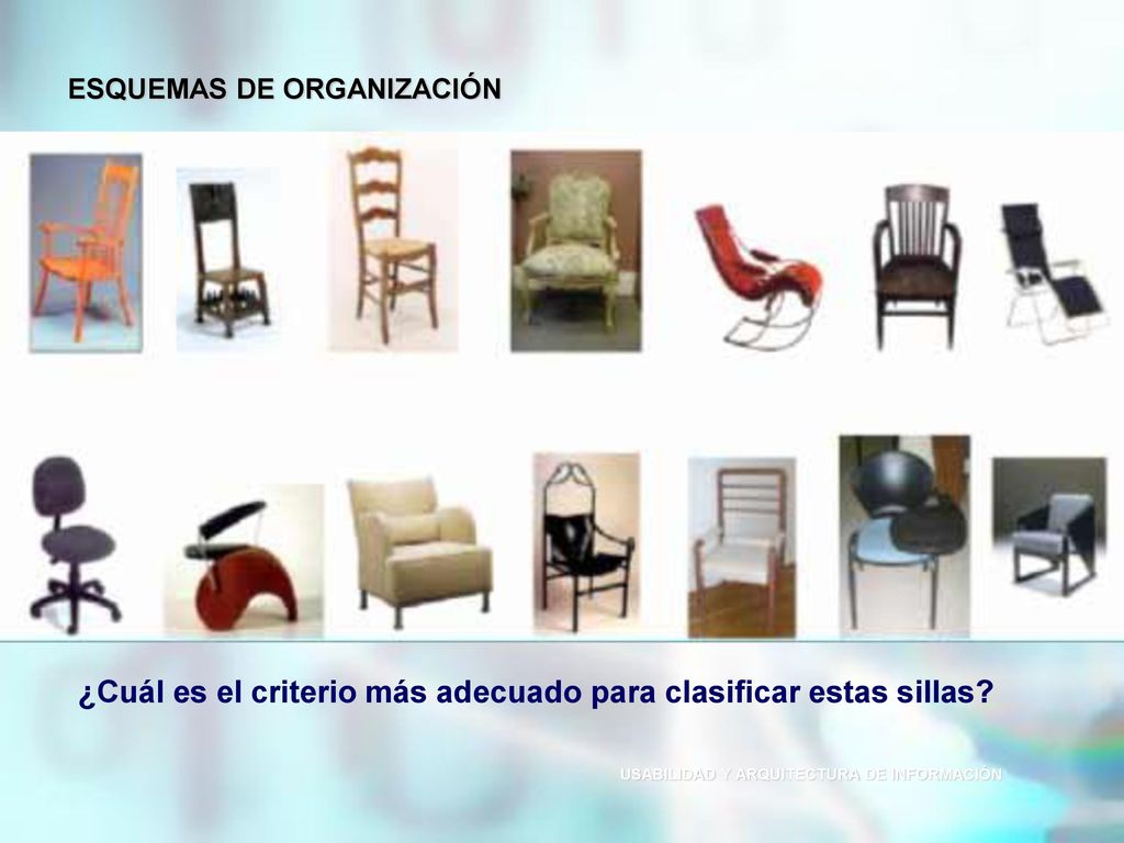 ¿Cuál es el criterio más adecuado para clasificar estas sillas