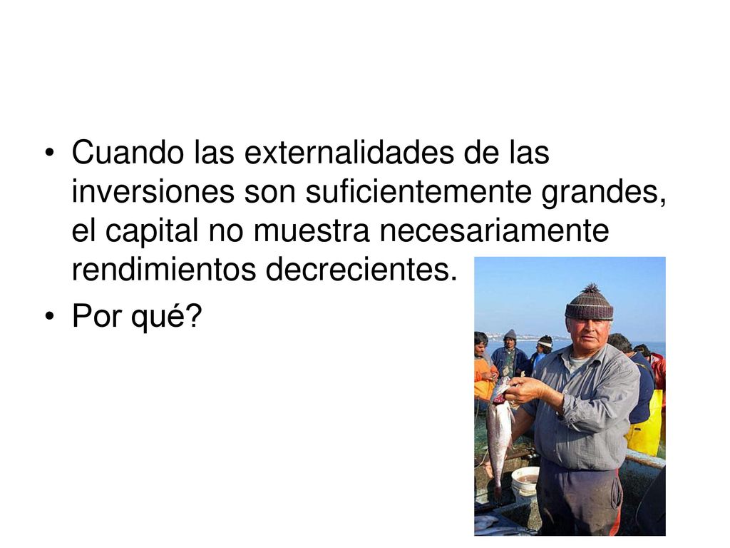 Cuando las externalidades de las inversiones son suficientemente grandes, el capital no muestra necesariamente rendimientos decrecientes.